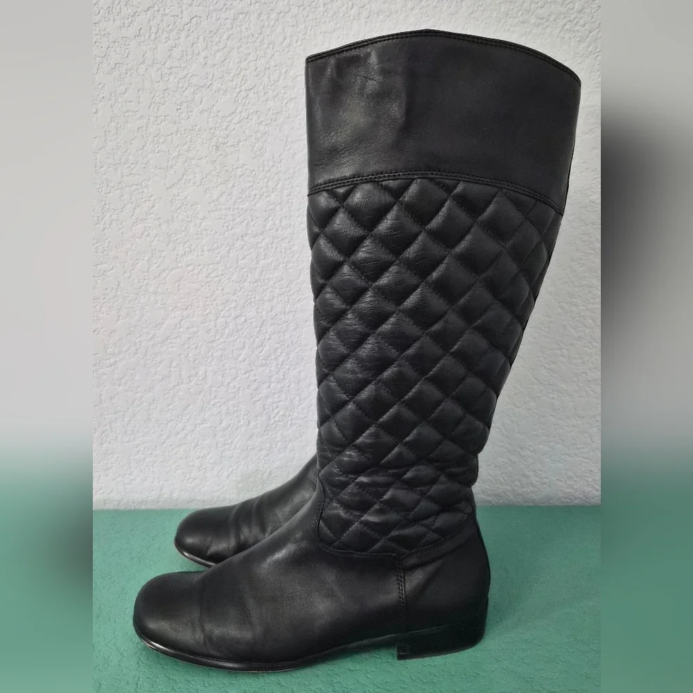 SPRING SALE | Corso Como Santona Quilted Leather Tall Riding Boots Black 9.5M